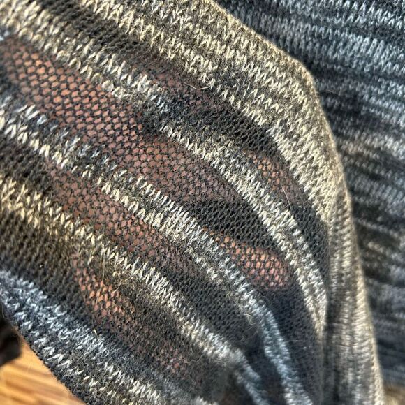 Eileen Fisher Large (L) Grey and Black Open Front Pure Organic Cotton Cardigan - Picture 4 of 6